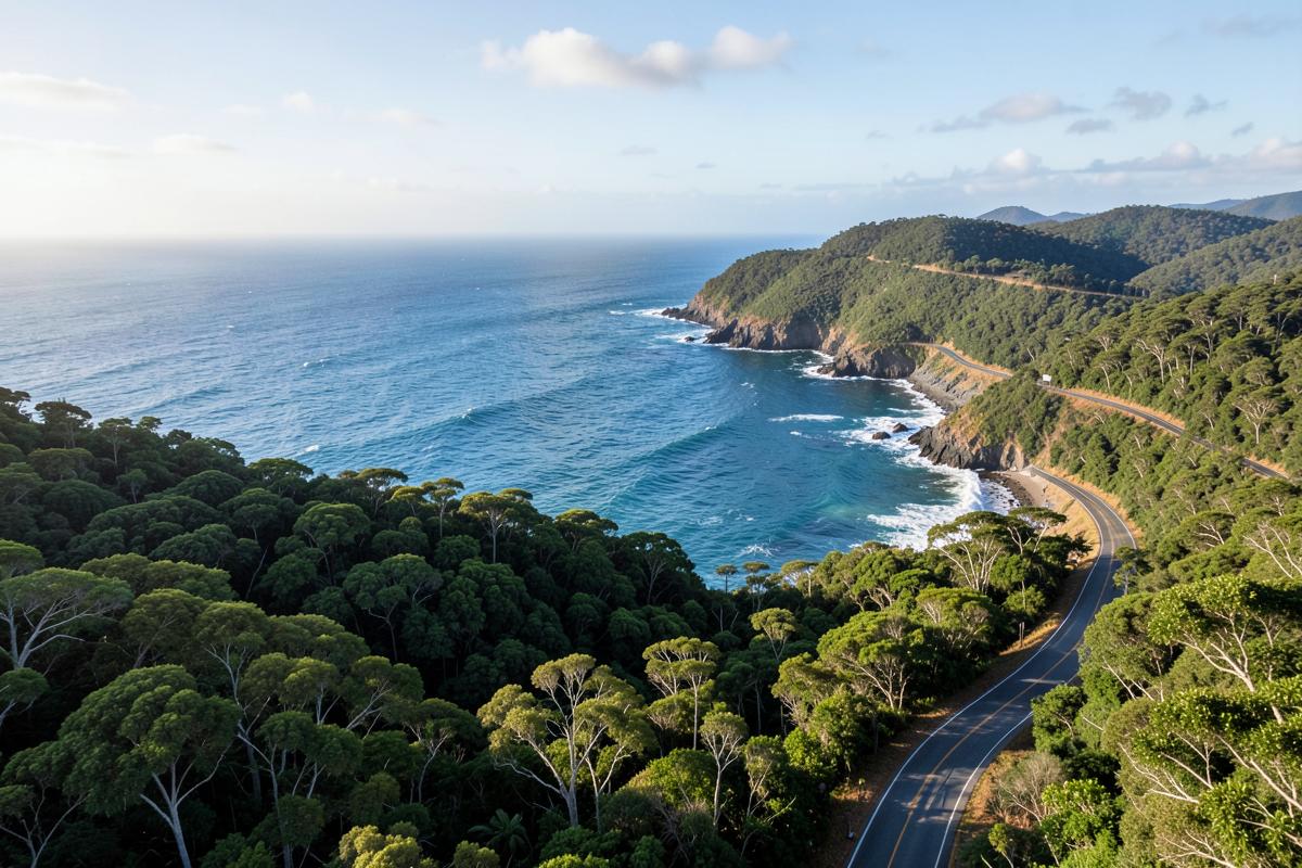 A coastal road winding through the green Garden Route